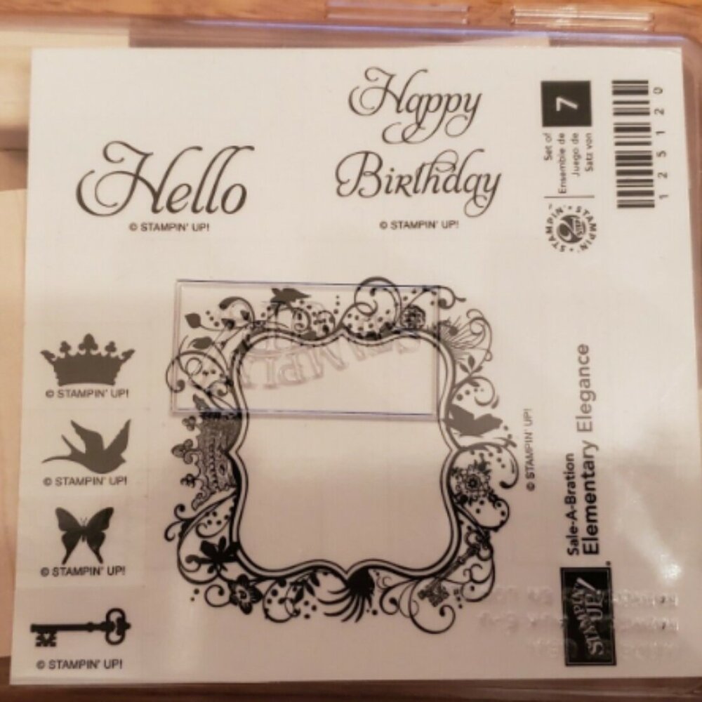 Retired Stampin up! Elementary Elegance Clear mount Stamp set of 7 _ Stamping